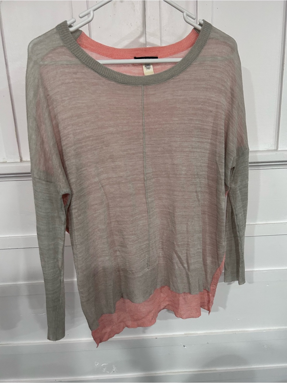 Kerisma Coral and Gray/Taupe Lightweight Layered Sweater